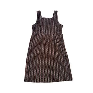 Capacity Vintage 100% Cotton Corduroy Maxi Dress Geometric Print XL Tie Back
